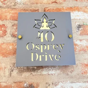 KaaHego Personalized Lotus Buddha House Number Sign, Modern Door Plaque