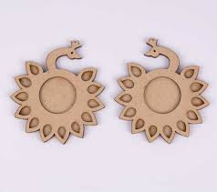 KaaHego  MDF Diya Stand 6 Inch Handmade Craft Base for Lippan, Mandala, Painting & Festive Decor (Pack of 2)