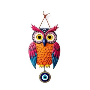 KaaHego Owl Shape Wooden Wall Hanging For Home Decor | Evil Eye Decoration Livingroom, Dining Room | Modern Artwork | Designer Mdf Item | Wall Hanging Ornament Door Decorative (18 x 30 CM)
