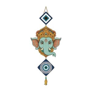 KaaHego Ganesh Ji Attractive Design Wooden Wall Hanging for Home Kitchen Decor | Decoration Livingroom, Hallway | Peace Charm Accents | Door Entrance Decorative Hangings Size (18 x 30 CM)