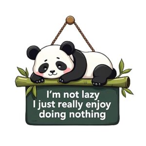 KaaHego Lazy Panda Printed Wooden Wall Hanging with Quotes for Home Decor | Office | Gifts | Living Room | Bedroom | Wooden Decorative Items | Modern Painting | Artworks Decoration (18 x 30 CM)